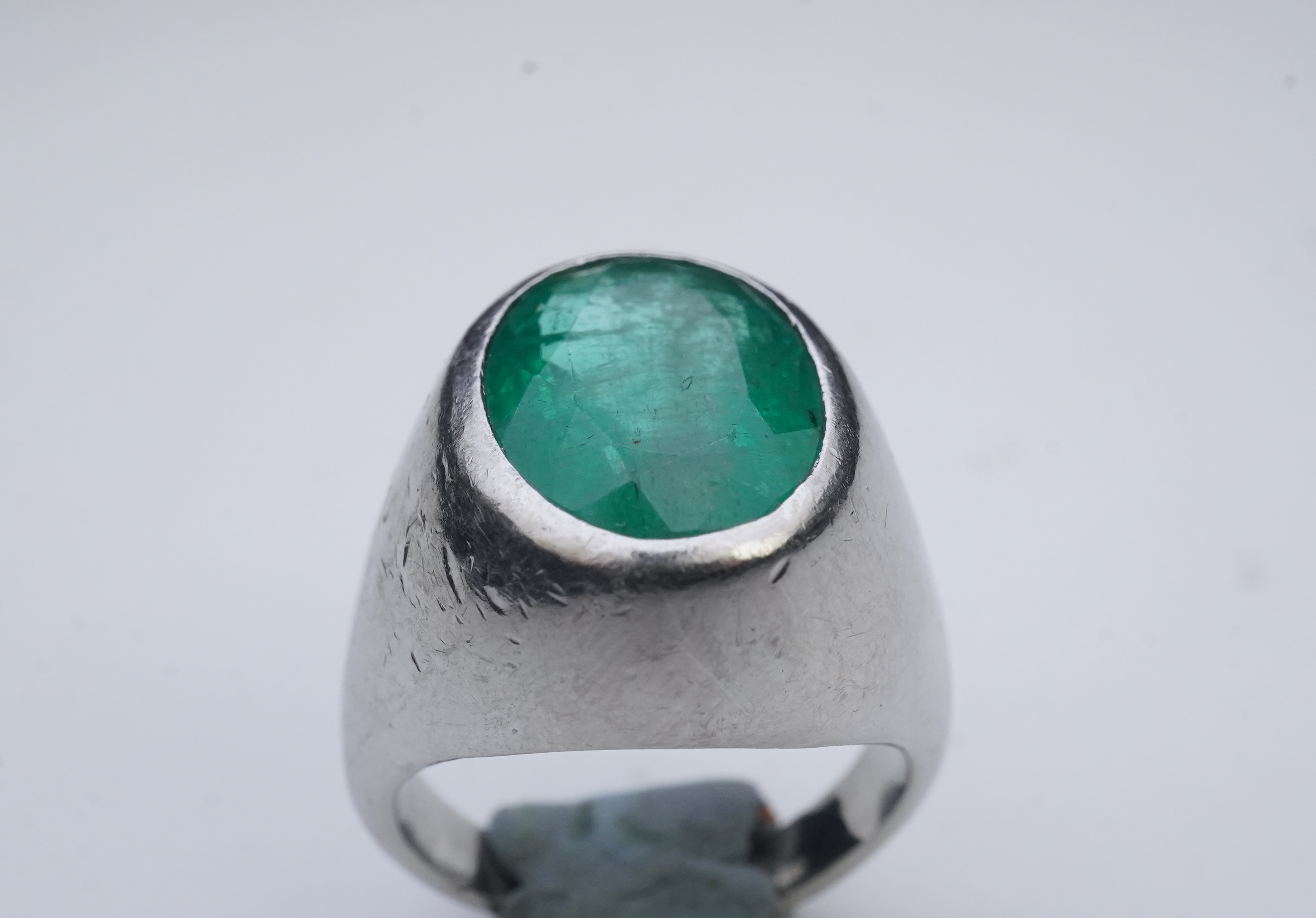 An emerald signet ring